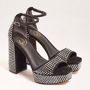 NIB Sam Edelman Nellie Glitz Crystal Platform Heel Sandals Size 7 M (MSRP $190)